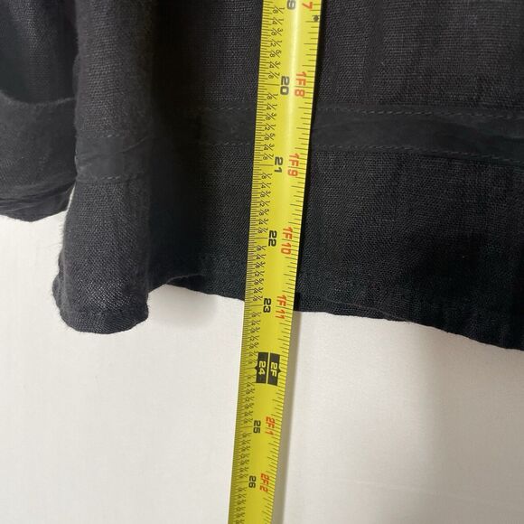 VTG Willow 100% Linen Black Button Top Cardigan Size M Lagenlook Artsy Grunge - Picture 7 of 7